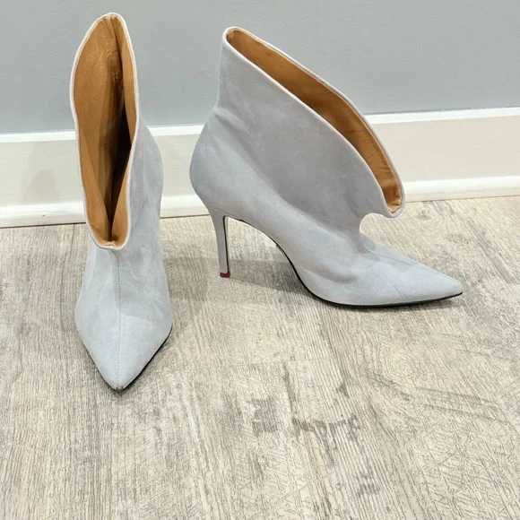 Beautiisole Chic Women's PowderBlue Heeled Boots, NEW - Picture 4 of 11